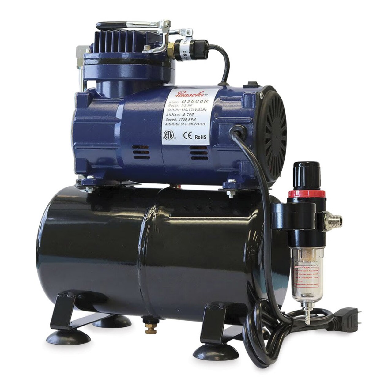 Paasche Air Compressor - 1/8 Horsepower, D3000R Oilless Piston, Gallon Reserve Trank